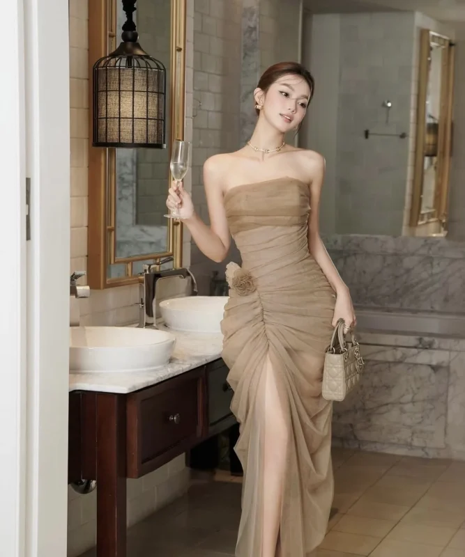 Váy body lưới nhún eo HOCHIC